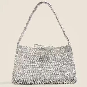 NWT JCREW Cadiz Hand Knotted Mini Bag Metallic Silver New